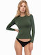 Fimelle Langärmelig Grün Damen T-Shirt