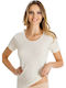 Minerva Women's Short Sleeve Woolen T-Shirt Beige