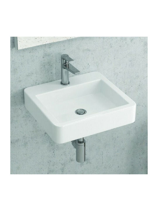 Karag Wall Mounted Wall-mounted / Vessel Sink Porcelain 45x42x10cm White