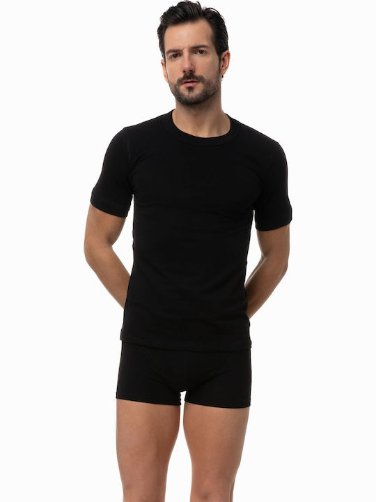 Minerva Men's Undershirt Short-sleeved in Black...
