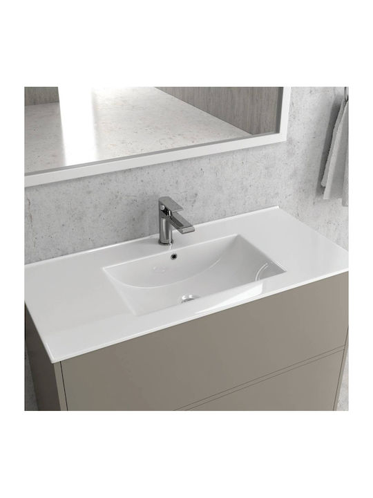 Karag Eingelassenes Waschbecken Porzellan 91x47x18cm Weiß