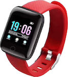 116 Plus Smartwatch με Παλμογράφο (Κόκκινο)