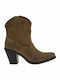 Commanchero Original Wildleder Damen Cowboy-Stiefeletten mit hohem Absatz Braun