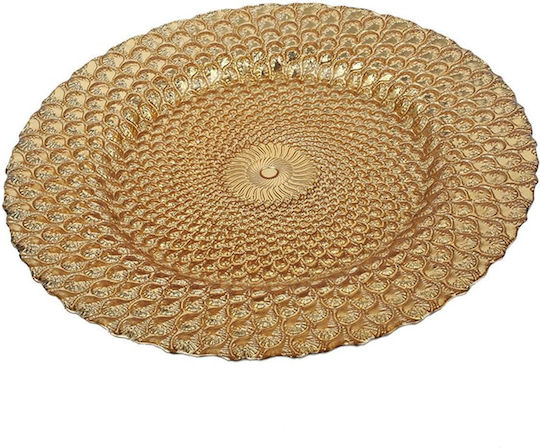 Artekko Zriac Platou Decorativ Sticlă Auriu 1buc 33x33x2buc