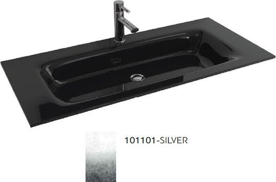Karag Vetro Inset Sink Glass 101x46x12cm Silver