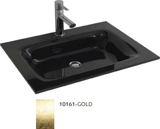 Karag Vetro Ένθετος Νιπτήρας Γυάλινος 61x46x12cm Χρυσός Karag Vetro Ένθετος Νιπτήρας Γυάλινος 61x46x12cm Χρυσός
