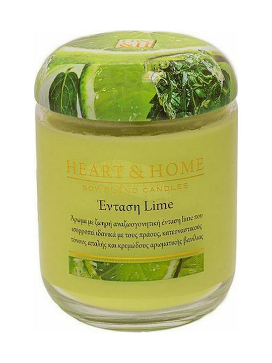 Heart & Home Scented Soy Candle Jar with Scent Lime tension Green 340gr 1pcs