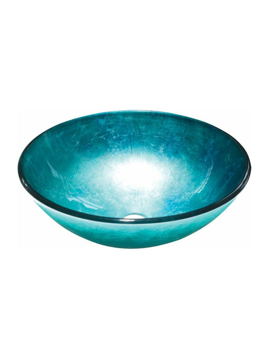 Gloria Dia Glass Vessel Sink Glass 42x42x14cm Blue