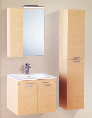 Pro Bagno Ακαρίων Πάγκος με Νιπτήρα, Καθρέπτη & Στήλη with Light L60xD52xH46cm Beige Pro Bagno Ακαρίων Πάγκος με Νιπτήρα, Καθρέπτη & Στήλη with Light L60xD52xH46cm Beige
