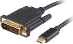Akasa Regular USB 2.0 Cable USB-C male - DVI-D male Μαύρο 1.8m (AK-CBCA10-18BK)