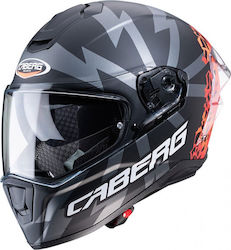 Caberg Drift Evo Storm Full Face Helmet with Pinlock and Sun Visor ECE 22.05 1350gr Matt Black/Red Fluo/Orange Fluo CAB000KRA495