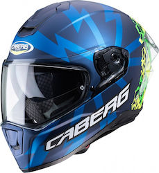 Caberg Drift Evo Storm Full Face Helmet with Pinlock and Sun Visor ECE 22.05 1350gr Matt Blue/Yellow Fluo/Green Fluo CAB000KRA494