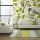 Wall Mural Bird Lilies Vintage Pattern 400x309 Fabric L400xW309cm