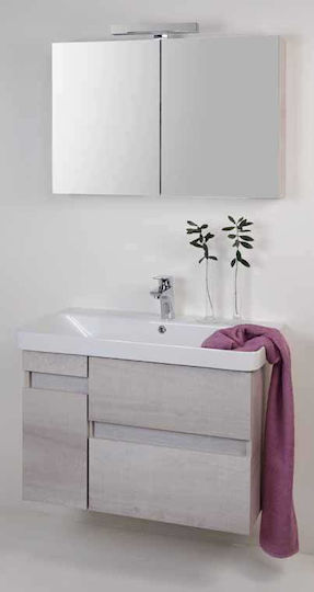 Kolossos Sfera 80 Шкаф със Мивка & Огледало със светлина Д74.5xШ43.5xВ60см Лате