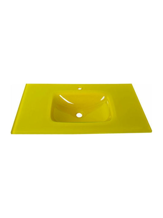 Gloria Glass Form Inset Sink Glass 91x46cm Yellow