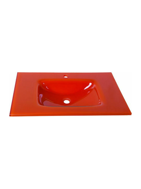 Gloria Glass Form Eingelassenes Waschbecken Glas 76x46x13cm Orange
