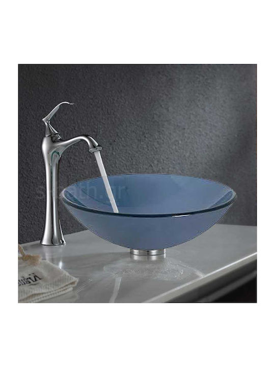 Gloria Frosted Countertop Sink Glass 42x42x14cm Blue