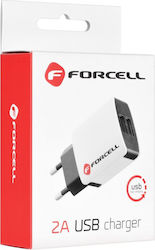 Forcell Charger with 2 USB-A Ports and Cable USB-C Whites (5901737856685)