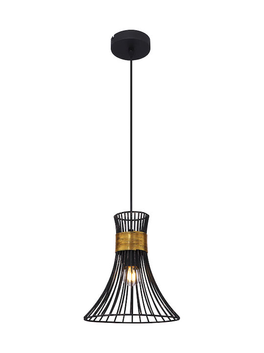 Globo Lighting Purra Pendant Light Single-Light Grid for Socket E27 Black