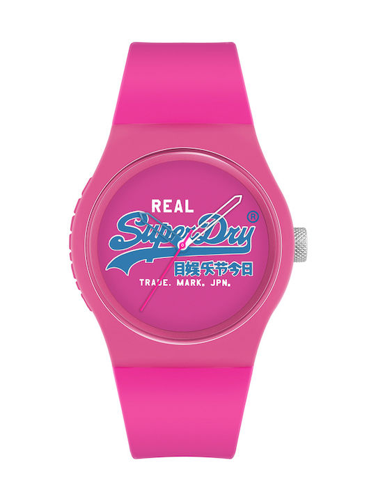 Superdry Urban Original Ανδρικό Ρολόι 38mm Μπαταρίας με Ροζ Καουτσούκ Λουράκι