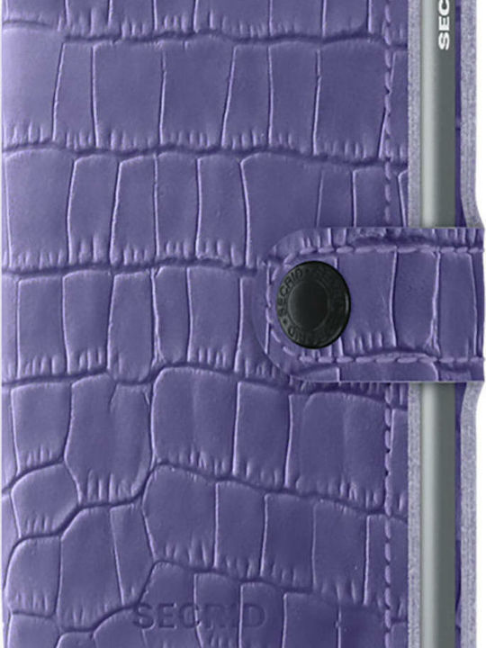Miniwallet Cleo Ανδρικό Πορτοφόλι Καρτών με RFID και Μηχανισμό Slide Μωβ