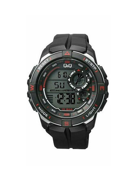 Q&Q Digital Uhr Batterie mit Schwarz Kautschukarmband M175J002Y