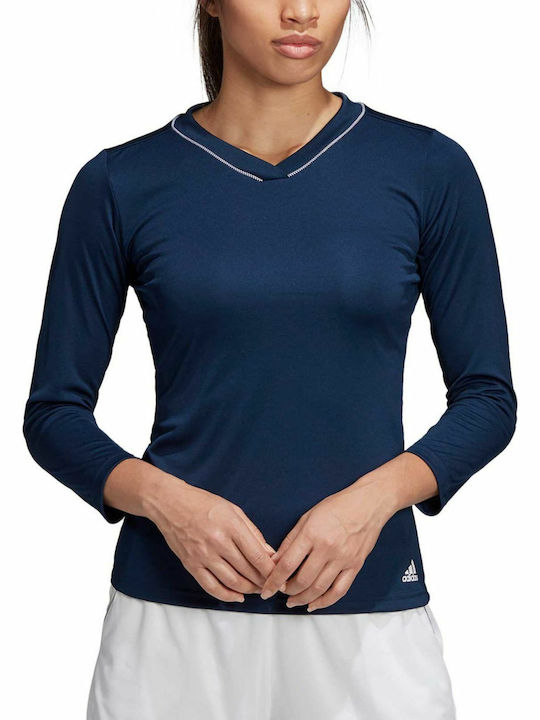 Adidas Club Damen Sportlich Bluse Langärmelig Marineblau