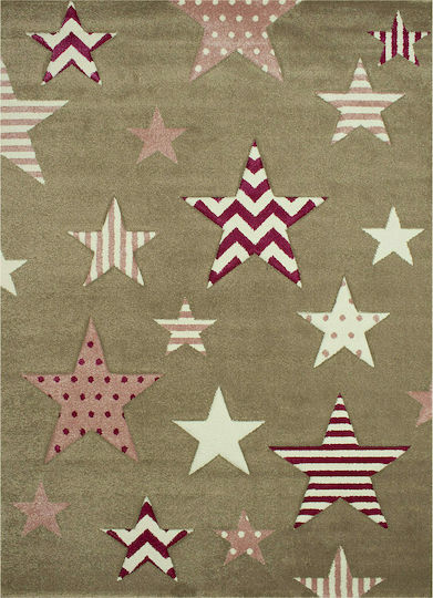 Koulis Carpets 1360A Kinder Teppich Sterne Braun 133x190cm Dicke 13mm