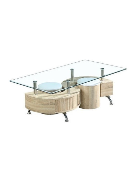 Bromelya Rectangular Glass Coffee Table Transparent L130xW70xH45cm