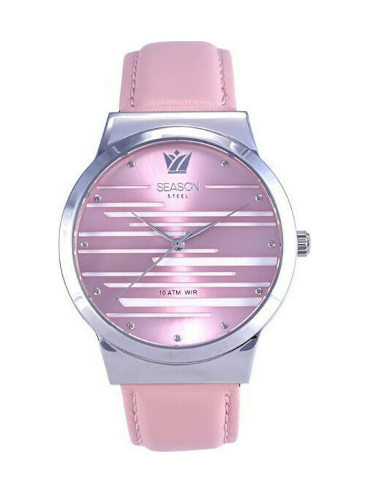 Season Time Glory Watch with Pink Leather Strap