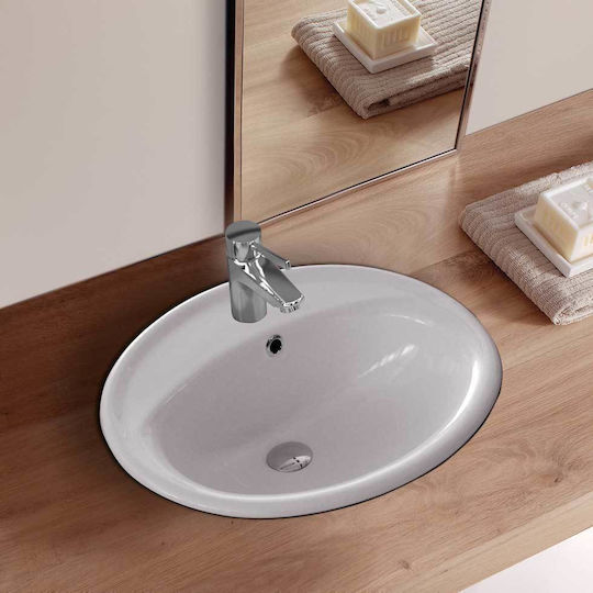 Serel Ένθετος Νιπτήρας Πορσελάνης 58x49x18.5cm Λευκός