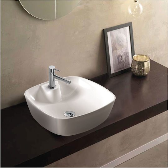 Serel 3016 Επικαθήμενος Νιπτήρας Πορσελάνης 46x46x15.5cm Λευκός