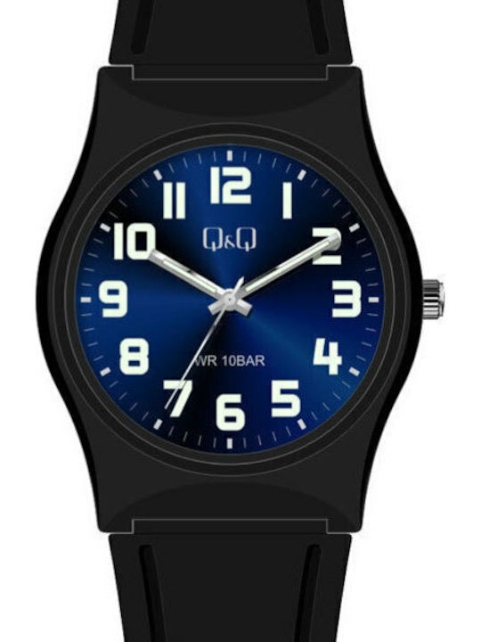 Q&Q Herrenuhr 40mm Batterie mit Schwarz Kautschukarmband