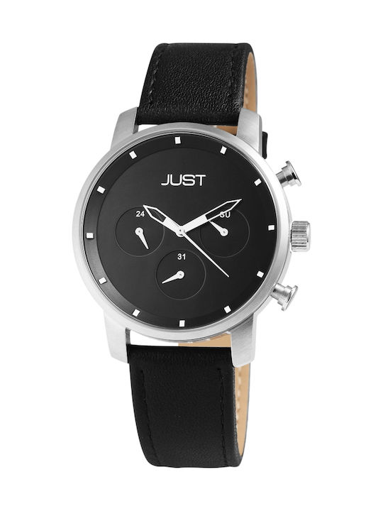 Just Watch Watch with Black Leather Strap