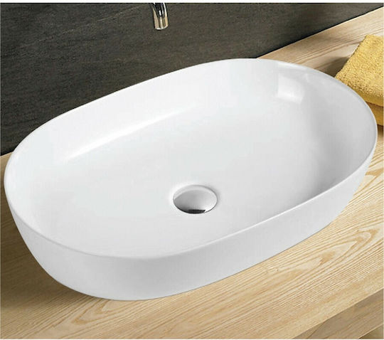 KLP Stella Aufgesetztes Waschbecken Porzellan 51x41x13.5cm Weiß KLP Stella Aufgesetztes Waschbecken Porzellan 51x41x13.5cm Weiß
