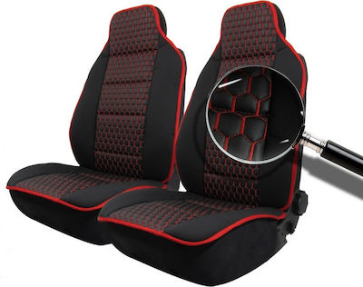 Leatherette Seat Covers Set 2pcs Red / Black