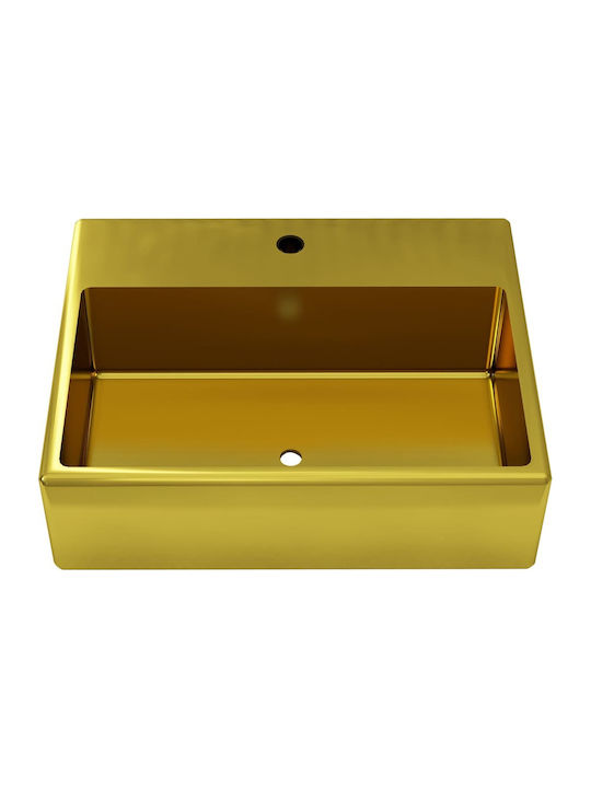 vidaXL Wall Mounted Wall-mounted / Vessel Sink Ceramic 38x30x11.5cm Gold