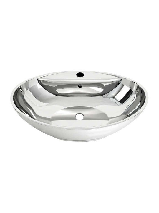 vidaXL Vessel Sink Ceramic 58.5x39x21cm Silver