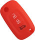Silicone Car Key Cover Case with 3 Buttons for Renault / Smart Red