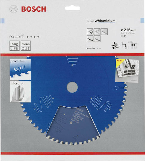 Bosch Saw blade Expert for Aluminum 216x30mm Cutting Disc Aluminum Hole Diameter 216mm with 64 Teeth 1pcs