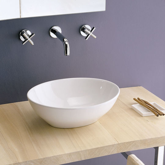 GSI Ovo Aufgesetztes Waschbecken Porzellan 41x33.5x14cm Weiß