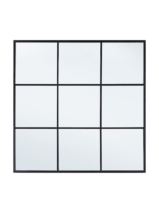 Bizzotto Nucleos Wall Mirror with Black Metallic Frame 90x90cm 1pcs