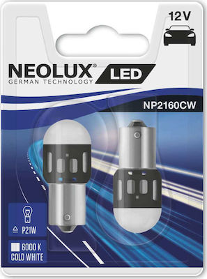 Neolux Λάμπες Αυτοκινήτου P21W-BA15S-1156 LED 6000K Ψυχρό Λευκό 12V 1.2W 2τμχ