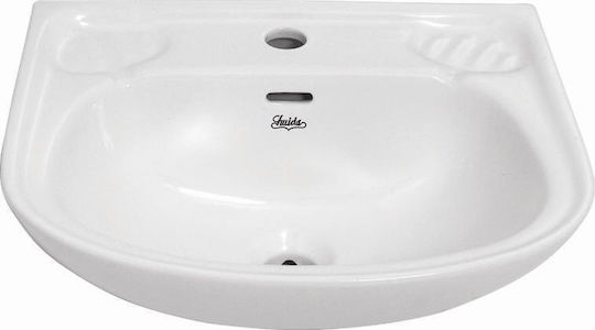 Huida EQUADOR An der Wand montiert Wandhängendes Waschbecken Porzellan 48x39x17cm Weiß