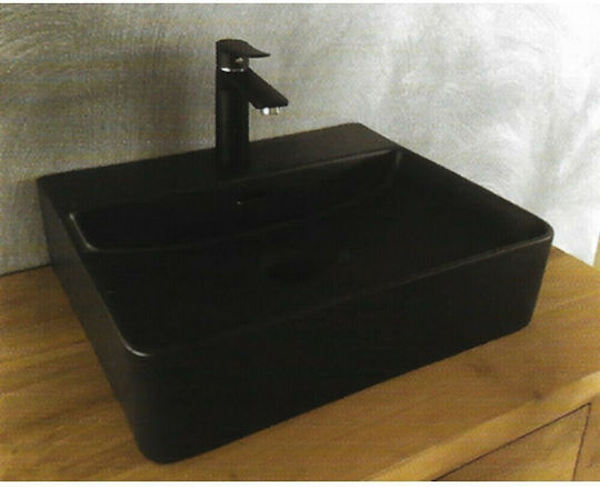 Ceramita Slim 50 Aufgesetztes Waschbecken Porzellan 50x42x13cm Black Matt