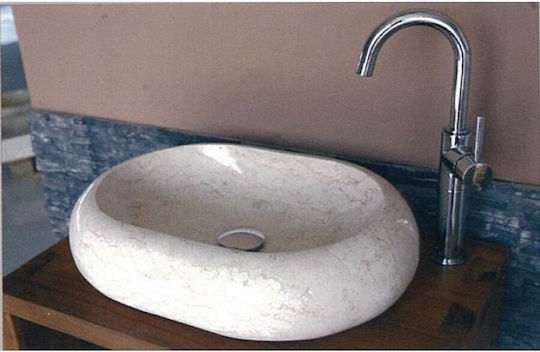 Bati Bali Ovalite Aufgesetztes Waschbecken Stein 55x40x13cm Beige
