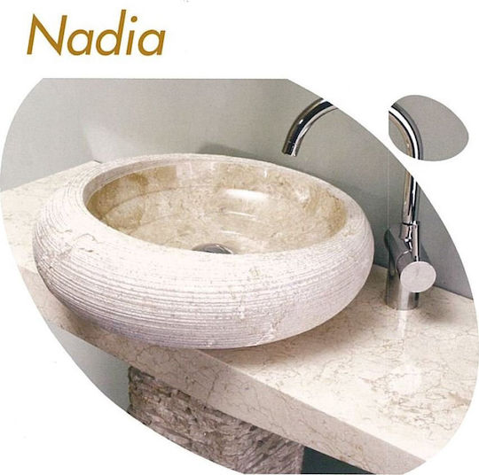 Bati Bali Nadia Aufgesetztes Waschbecken Stein 45x45x13cm Beige