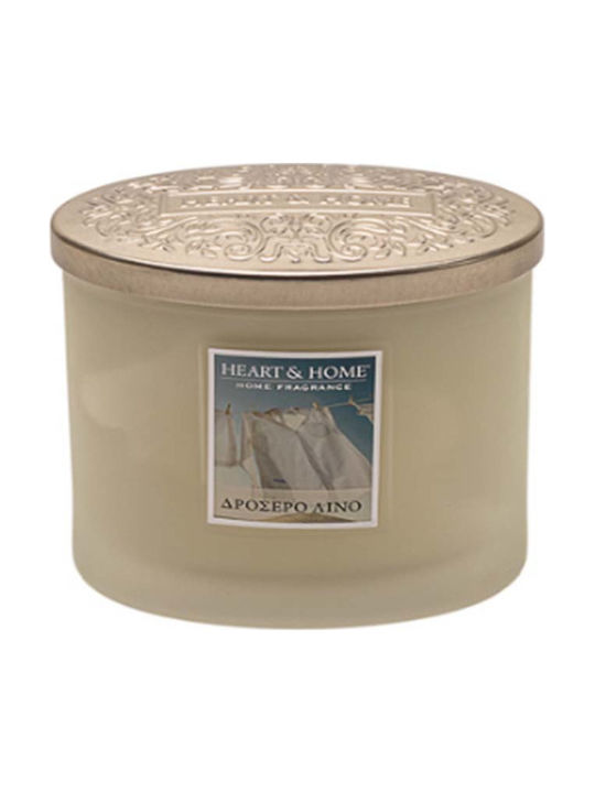 Heart & Home Scented Soy Candle Διπλό Φυτίλι Jar with Scent Cool Linen Ecru 230gr 1pcs