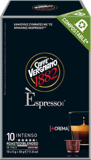 Caffe Vergnano 1882 Κάψουλες Espresso Intenso Συμβατές με Μηχανή Nespresso 10caps