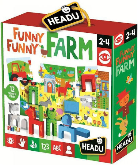 Детски Пъзел Funny Funny Farm за Над 2 години+ Години 12бр Headu